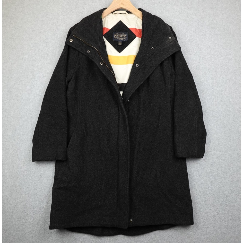Pendleton Wool Blend Coat Womens Small Full Zip Snap Mid-Length NEEDS DRY CLEAN